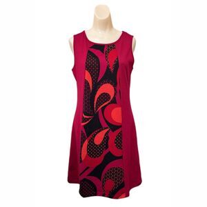 Coline Womens Mod Knit Dress Size Medium A Line Preppy Tank Paisley Sleeveless